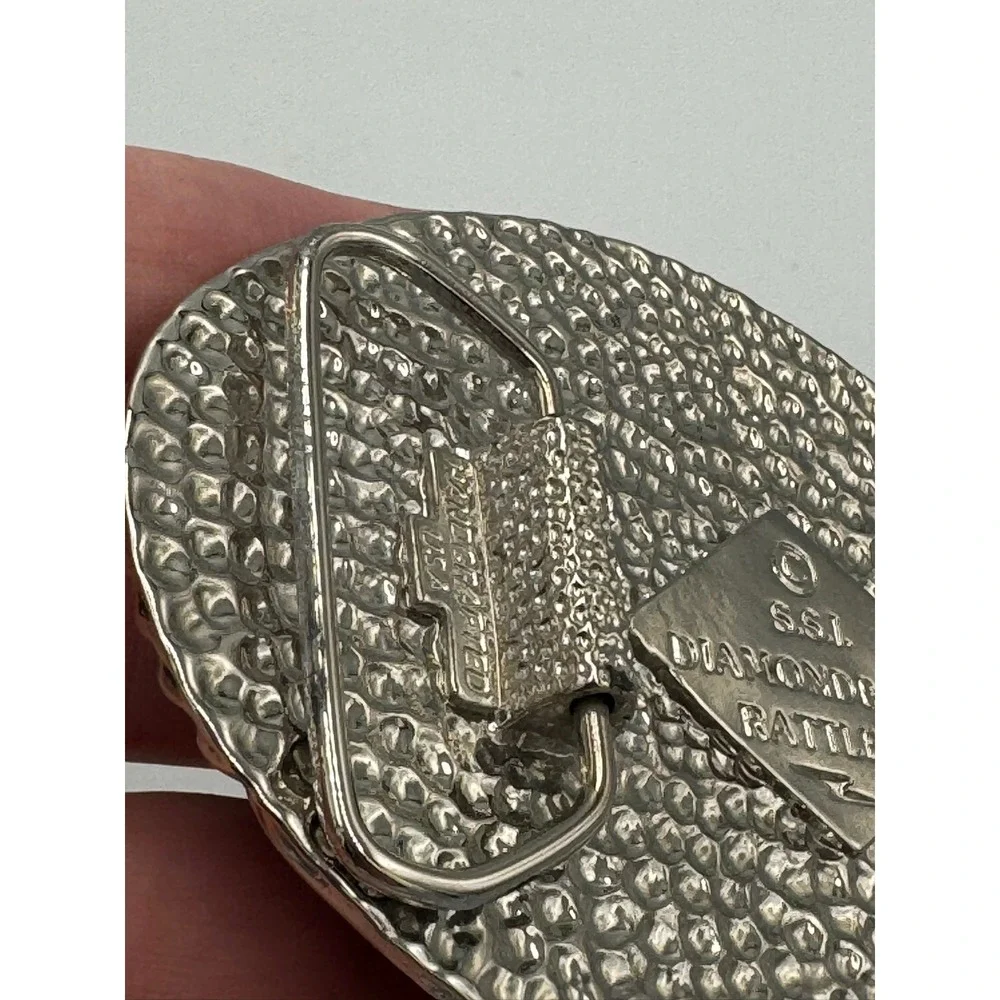 Vintage Western Eagle Feather Resin Belt Buckle Beaded Rope Edge Silver Tone